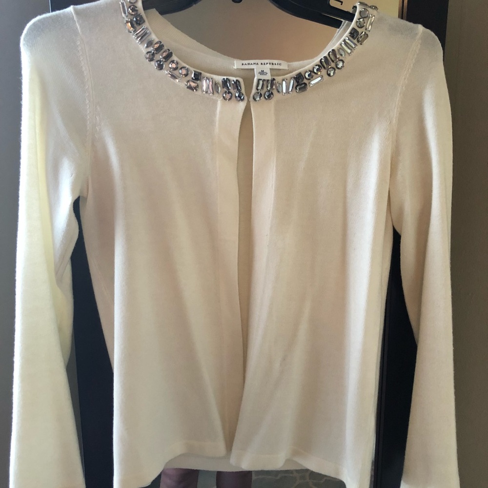 Banana Republic cream jeweled cardigan